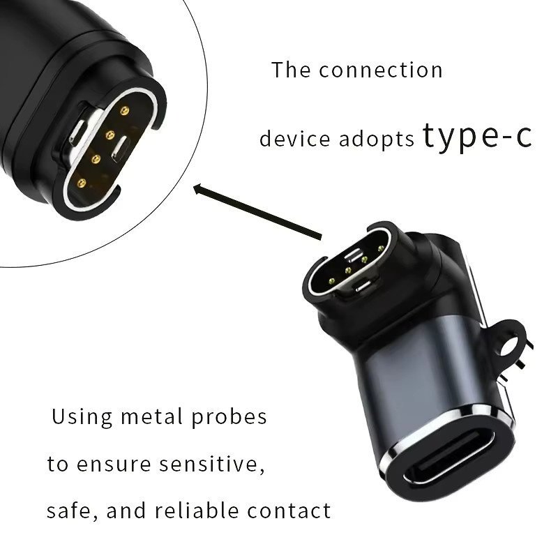 Indekos USB-C zu 4-Pin Ladeadapter für Garmin Fenix 7 6 5 6X 5X Venu 2 Plus Smartwatch in Schwarz - Bild 5