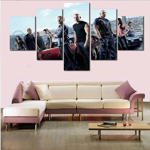 5er Set Wandkunst Leinwand Niveous Art Museum Sport Rennwagen Poster Motiv Multicolor für Wohnzimmer Schlafzimmer Büro Café Hotel - Bild 1