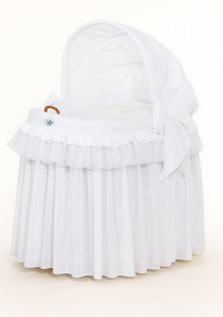 Weiden-Moseskorb My Sweet Baby mit klappbarem Verdeck in Weiß - Bild 1