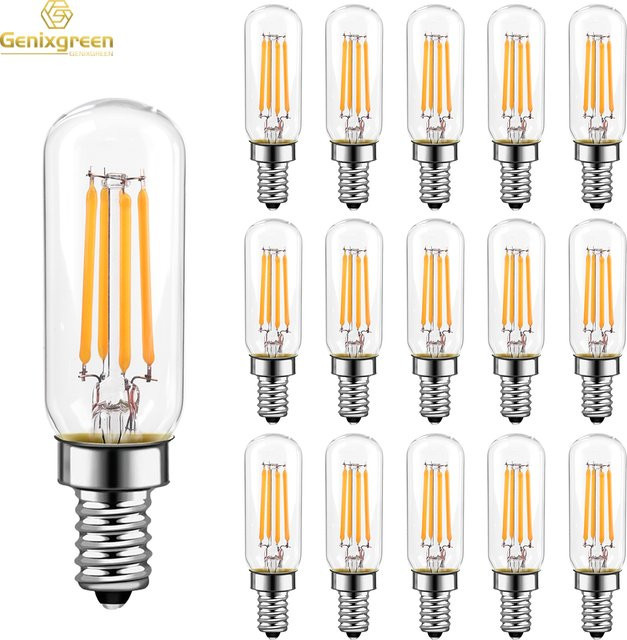 Genixgreen LED Edison-Glühbirne röhrenförmig, Vintage, warmweiß 2700 K, dimmbar, E14, 4 W, transparent - Bild 1