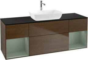 V&B Waschtischunterschrank Finion mit Wandbeleuchtung, Farbe: Blau matt lackiert, Breite: 160 cm - Bild 1