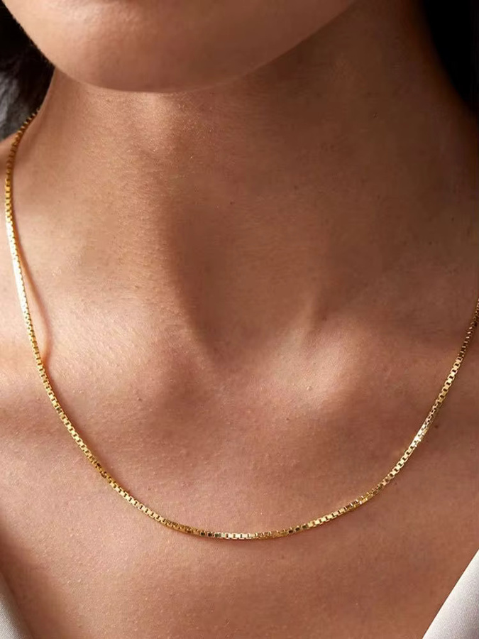 St.delan Kastenkette, 14K vergoldet, Edelstahl, Gold, Damen - Bild 3
