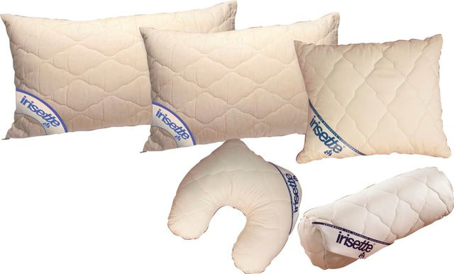 Irisette Rückenkissen Set mit Dinkelspelz-Füllung aus Baumwolle, Farben: Beige und Weiß, Inhalt: 40x80 cm Kissen, 15x40 cm Nackenrolle, 40x40 cm Kissen, 40x60 cm Kissen und 8 Hörnchen - Bild 1