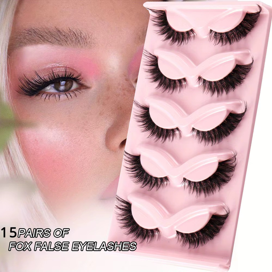 CNKESS Künstliche Wimpern, Katzenaugen-Manga-Wimpern, 15 Paar, Unisex - Bild 4
