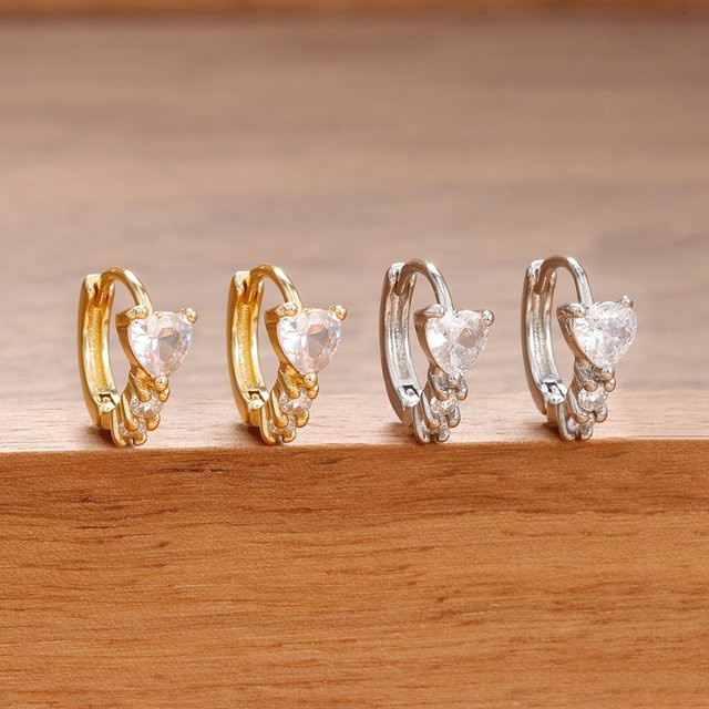 Maodane Hoop Ohrringe, Edelstahl, Zirkonia, Kristall, Gold, Damen - Bild 1