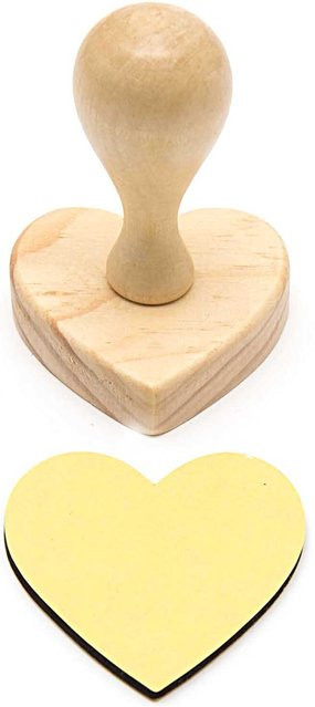 Rico Design Paper Poetry Holzstempel mit Herz Motiv und Holzgriff B/H: 6 x 6 cm - Bild 1