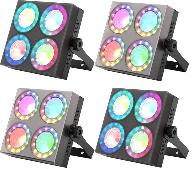 Yiflamefly 4er-Set Mini-Quadrat RGBW LED-Bühnenwaschleuchten mit DMX-Steuerung in Schwarz - Bild 1