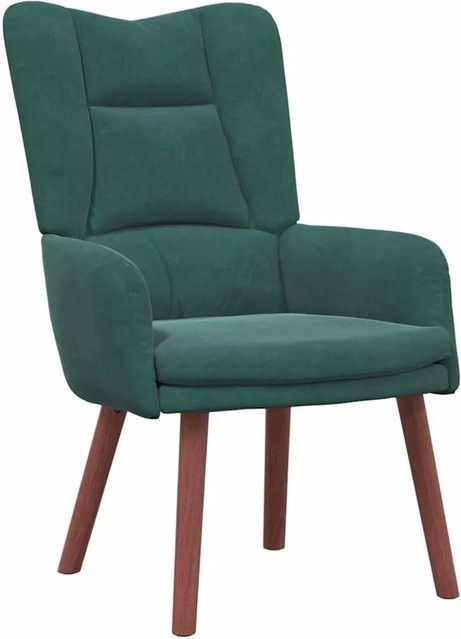 vidaXL Relaxsessel aus Samt in Dunkelgrün mit Armlehnen und Metallrahmen B/T/H: 63 x 67 x 94 cm - Bild 1