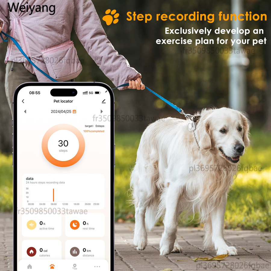 NUOYING Smartes GPS-Halsband für Hund und Katze mit 4G-Netzwerk und IPX6 Wasserdichtigkeit in Weiß - Bild 6