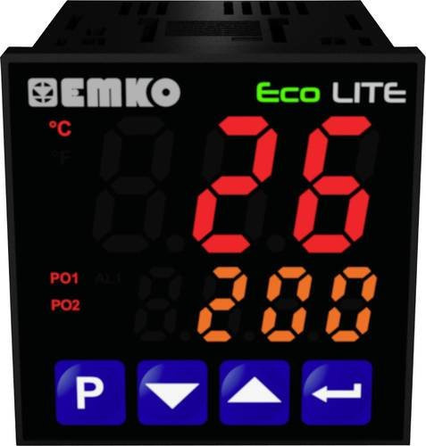 Emko ecoLITE.4.5.1R.0.0 Temperaturregler Pt100 in Schwarz, Messbereiche J, K, R, S, T, L von -199 bis +999°C, Relais 5A, B/T/H: 90 x 48 x 48 mm - Bild 1