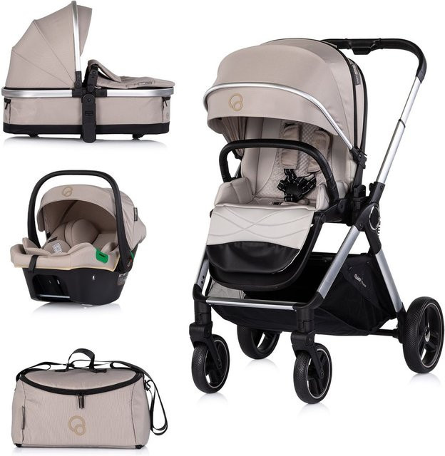 Chipolino Kombikinderwagen Euphoria 3in1 mit Sportsitz, Babyschale und Babywanne, beige, klappbar - Bild 1