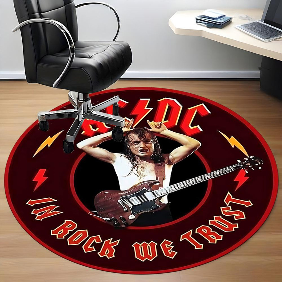 Living Need Y ACDC Band Teppich für Büro und Innenbereich, rund, Polyester, rutschfest und waschbar, Durchmesser: 80 cm, Mehrfarbig - Bild 4
