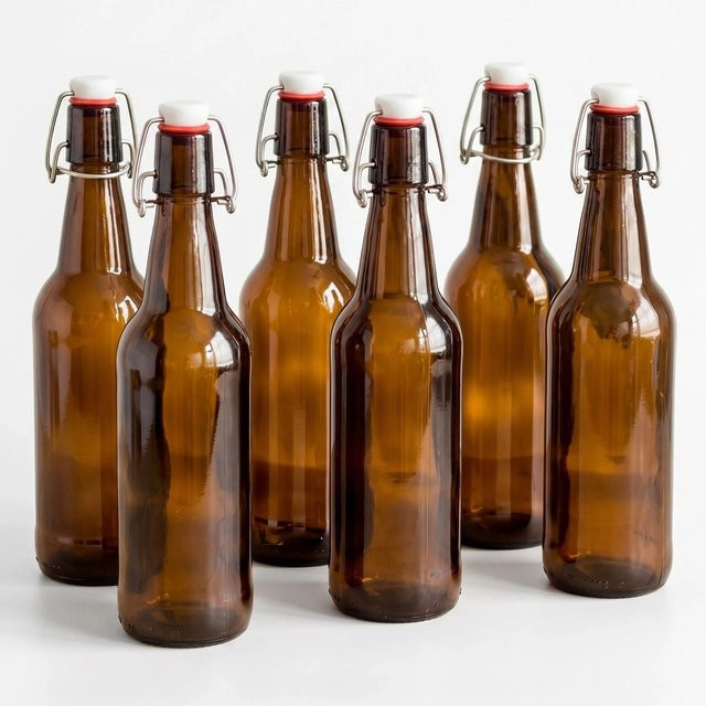 Relaxdays Bügelflaschen aus Glas in Braun, 6er Set mit Bügelverschluss, Höhe: 20 cm, Durchmesser: 6 cm - Bild 1