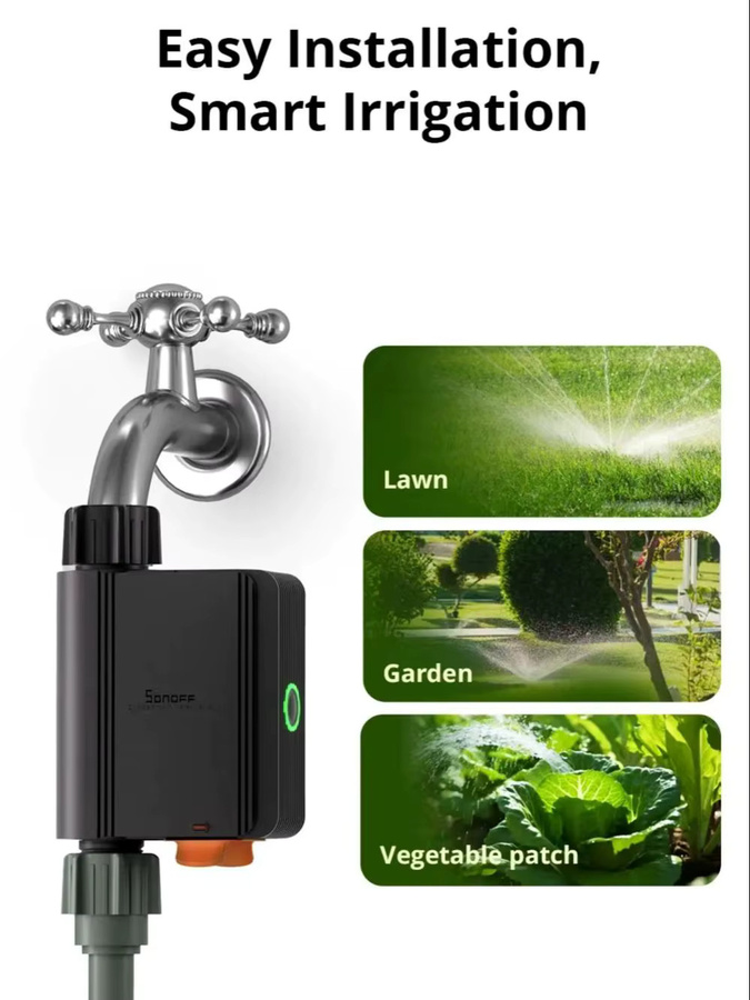 SONOFF SWV-BSP Zigbee 3.0 Intelligentes Wasserventil mit Timer, IP55 Automatisches Bewässerungssystem, Schwarz - Bild 7