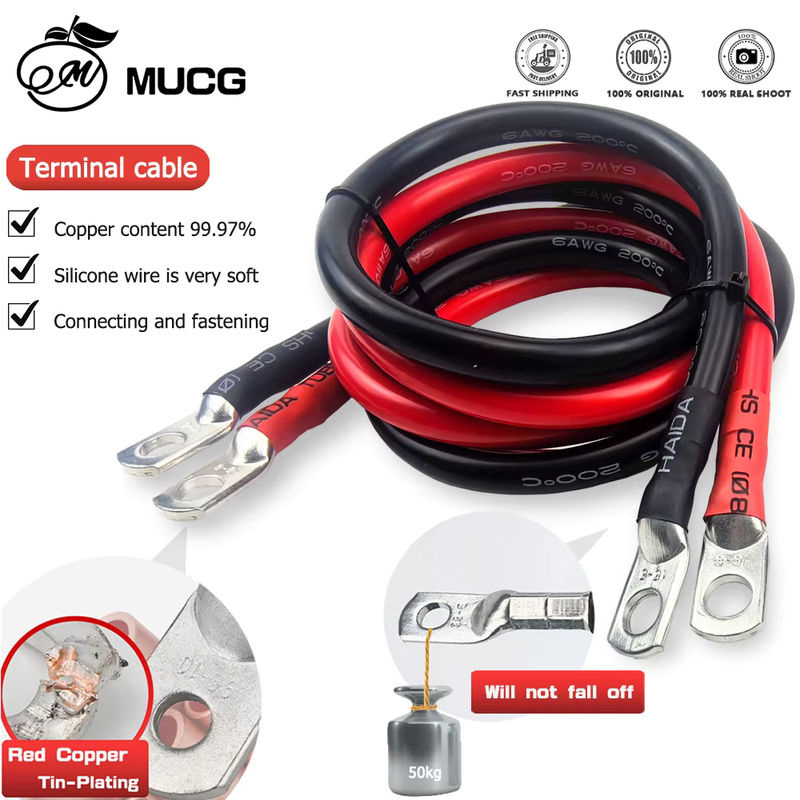 MUCG Silikon Autobatteriekabel mit Ringkabelschuhen M6 M8 M10 in Schwarz und Rot für elektrische Verkabelung - Bild 5