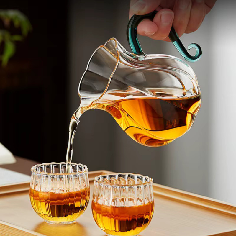 Pyrex Japanisches Tee-Ei aus transparentem Glas in Grün mit Klebebandgriff für Kung-Fu-Teetassen - Bild 2