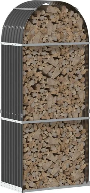 vidaXL Kaminholzunterstand aus verzinktem Stahl in Anthrazit, B/T/H: 80 x 45 x 190 cm - Bild 1