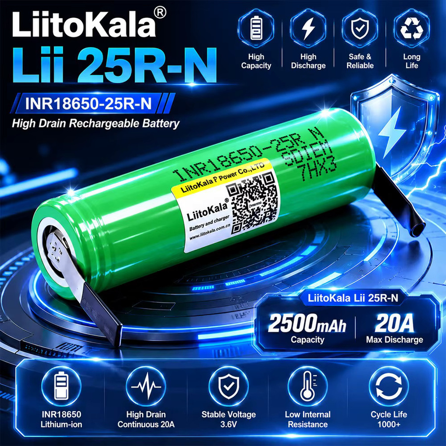 LiitoKala 18650 Lithium-Ionen-Batterie 2500mAh 3,6V Grün - Bild 2