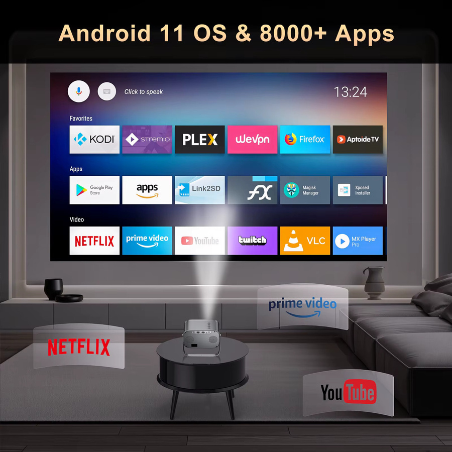 Salange P28B Mini-Projektor mit Android 11.0, Full HD Videobeamer mit WiFi und Bluetooth für dein Smart-Heimkino - Bild 3