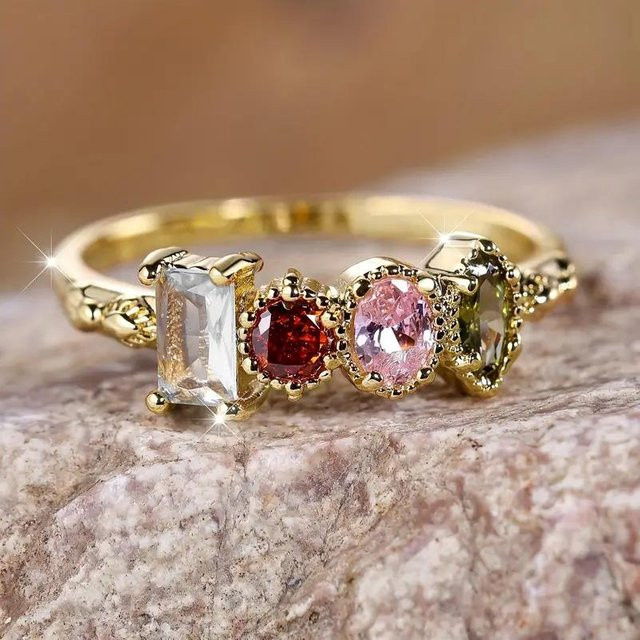 Huitan Ringe, Zirkonia, Gold, Kupfer, Damen - Bild 1