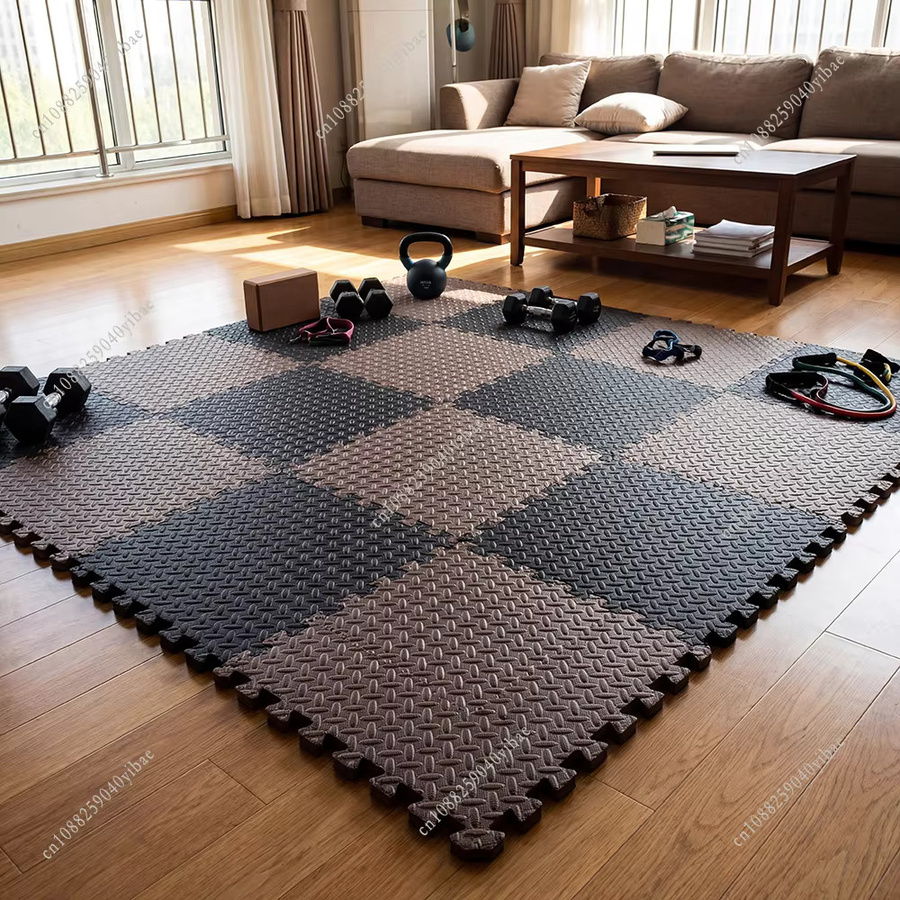 DHDH EVA Bodenpuzzlematte mit Blattmuster in Schwarz, rutschfest und verbindbar, B/T: 60 x 60 cm - Bild 5