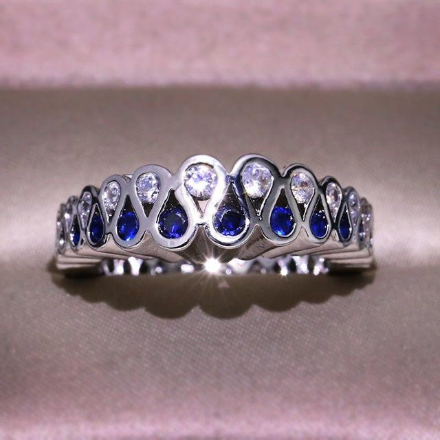 YIRAN Jewelry Ring, Zirkonia, Saphir, Silber, Kupfer, Damen, Ringgröße 12 - Bild 1