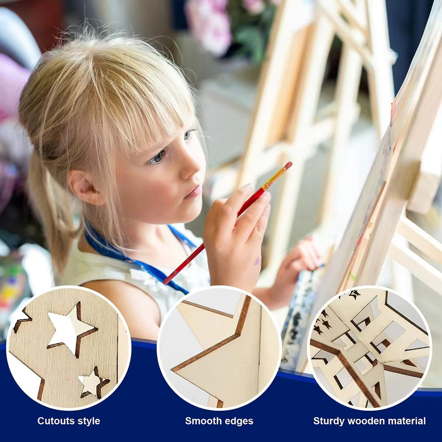 10 Stück bemalbare Holzsterne von NOTIONSLAND in Beige für Bastelarbeiten und Dekorationen - Bild 3