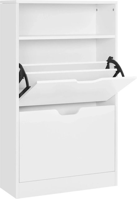 Vasagle Schuhschrank Weiß mit Klappfächern und offenen Regalen, B/H/T: 102 x 60 x 24 cm - Bild 1