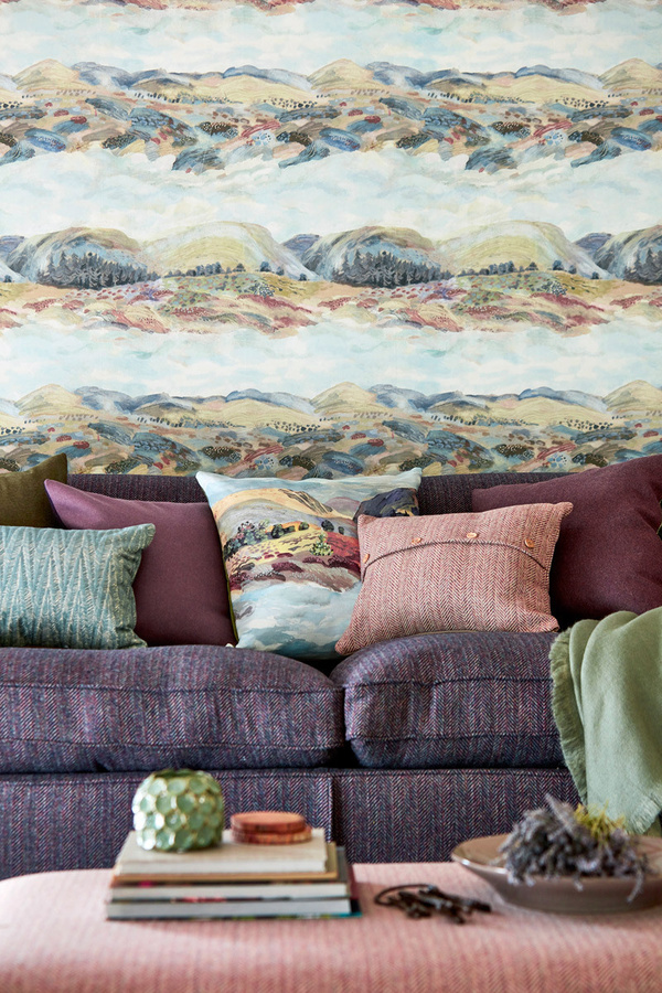 Sanderson Tapete Elysian Fig Mural in Lila und Mehrfarbig mit abstraktem Naturmotiv aus Vlies - Bild 1