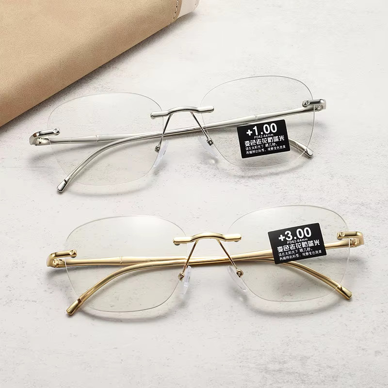 VABBON Lesebrille, randlos, rund, Metal, photochrom, Blaulichtblockierung - Bild 2