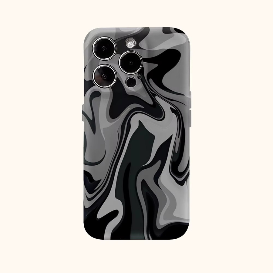 Potdemiel Handyhülle mit schwarz-weißem Wirbel-Design für iPhone 18 bis 11 Pro Max Plus, doppelschichtige Schutzhülle - Bild 2