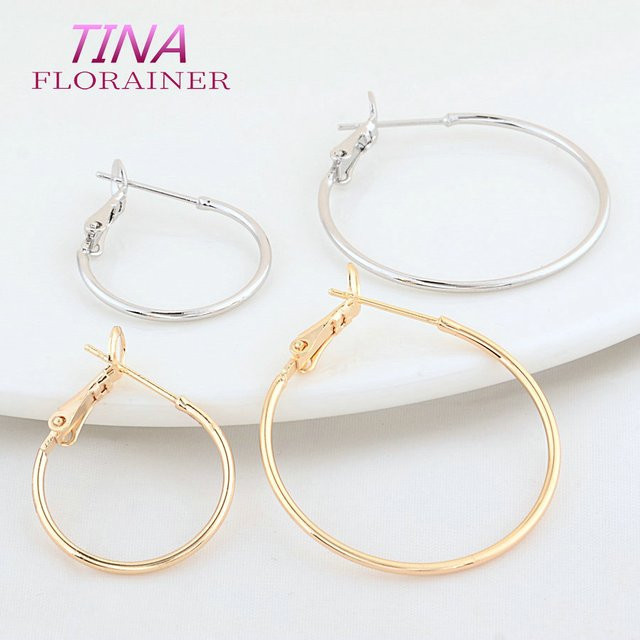 Florainer Tina Ohrringe Hoops, Gold Farbe, Messing, 20mm-40mm - Bild 1
