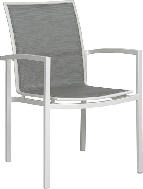 Stern SKELBY Stapelsessel in Weiß mit silbernem Textilbezug und weißen Aluminiumarmlehnen - Bild 1