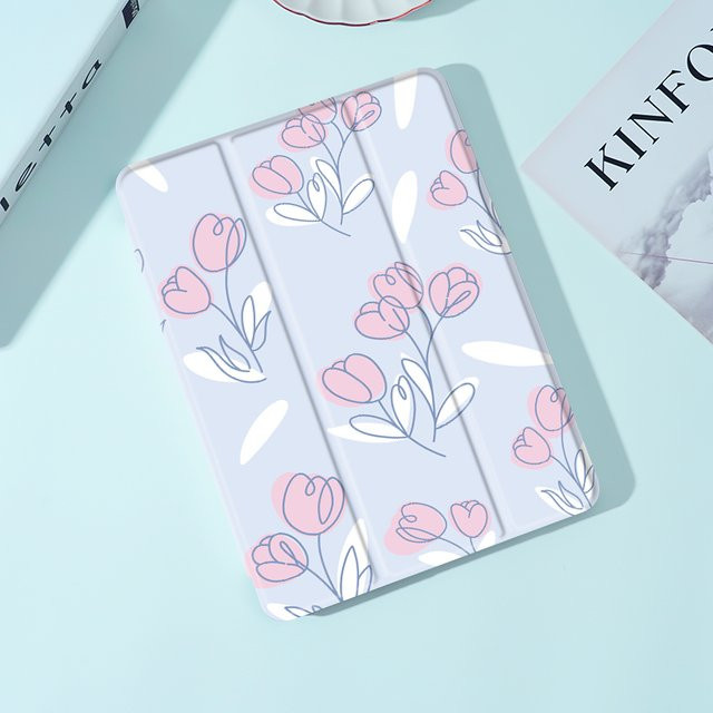 OLAIKE Blumen Etui für iPad Air 4/5 10,9 Zoll, iPad Pro 12,9 Zoll und Mini 4, Schutzhülle mit Stifthalter und Auto Wake/Sleep Funktion, Grün - Bild 1
