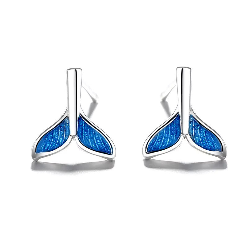 GaGa-Duck Ohrstecker, 925 Silber, blaue Meerjungfrauenfischschwanz-Ohrringe - Bild 5