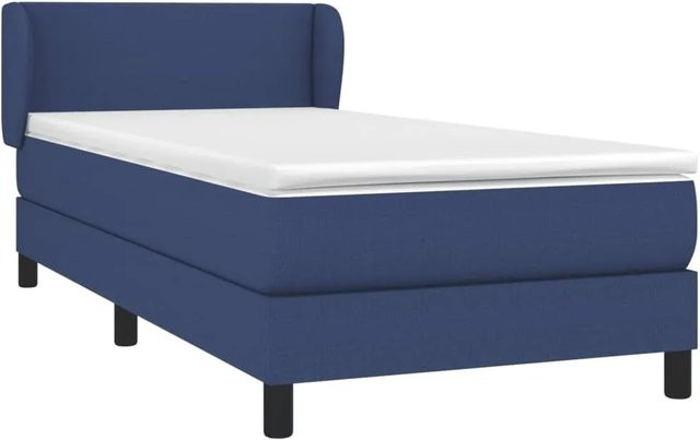 vidaXL Boxspringbett mit Matratze Blau Stoff Hybrid-Design B/T: 90 x 190 cm - Bild 1