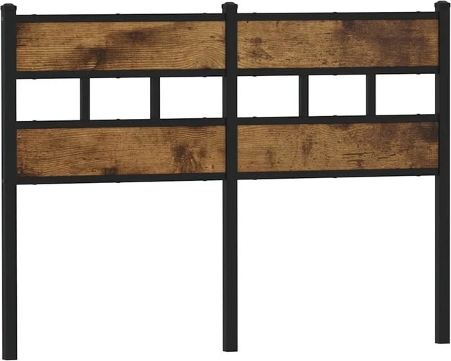 vidaXL Ersatz-Kopfteil in Räuchereiche und Schwarz aus Metall und Holzwerkstoff, Breite: 125 cm, Höhe: 91,5 cm - Bild 1