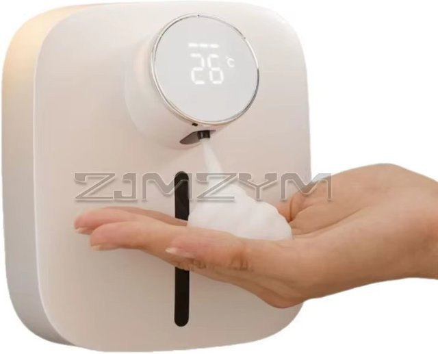 ZJMZYM Wandmontierter automatischer Schaumseifenspender mit digitaler Temperaturanzeige in Blau und Weiß - Bild 1