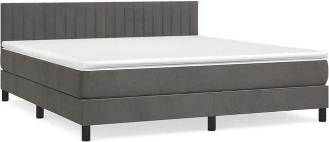 vidaXL Boxspringbett mit Matratze in Dunkelgrau aus Samt, Hybridbett mit Taschenfederkern, B/T: 180 x 200 cm - Bild 1