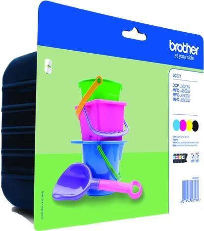 Brother LC221 Value Pack Original Tintenpatronen Set für Brother DCP-J562DW, MFC-J480DW, MFC-J680DW, MFC-J880DW in Schwarz, Cyan, Magenta und Gelb - Bild 1
