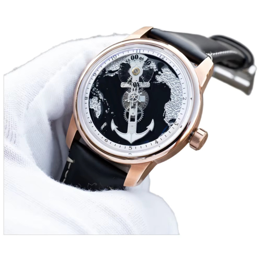 OBLVLO Armbanduhr Automatik, Kalbsleder, Schwarz, Herren - Bild 5