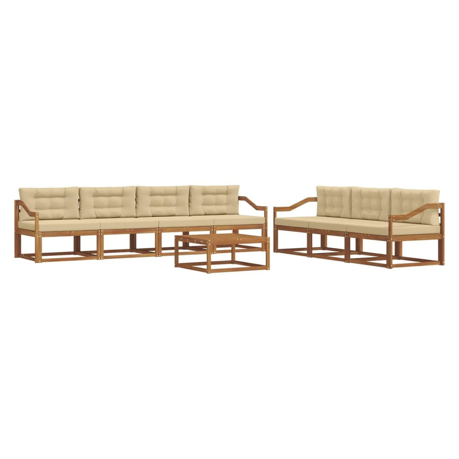 vidaXL Outdoor-Sofagarnitur aus Akazienholz mit 8-teiligem Set in Natur und Beige inklusive wetterfester Kissen - Bild 2