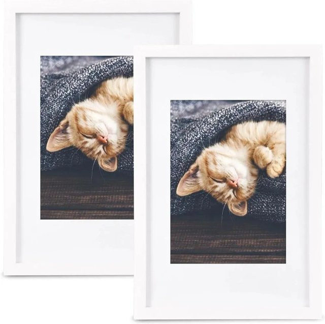 Bomoe Galeria Bilderrahmen Set aus MDF-Holz und Kunststoffglas in Weiß, 2er Pack, B/H: 13 x 18 cm - Bild 1