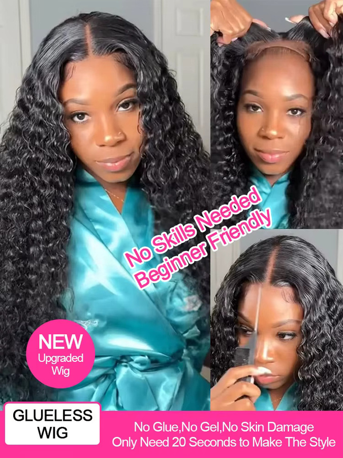 AMYTUD Deep Wave Echthaarperücke, 13x4 Lace Frontal, 250% Dichte - Bild 2