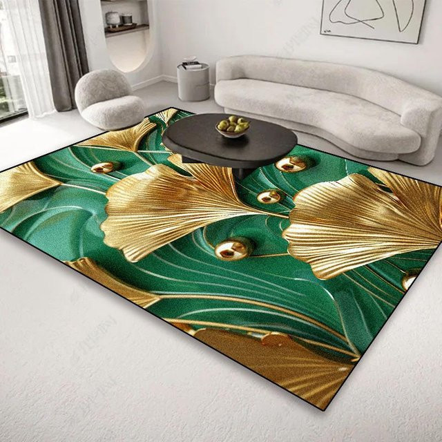 Moderner 3D-Blumenteppich von Wucifang Jewelry in Grün, rutschfest und waschbar, B/T: 100 x 160 cm - Bild 1