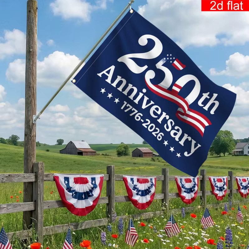 VIKAMA Dekorative Gartenflagge zum 250. Jahrestag der amerikanischen Flagge, 2D-Flachbanner für den Außenbereich, B: 90 cm, H: 150 cm - Bild 4