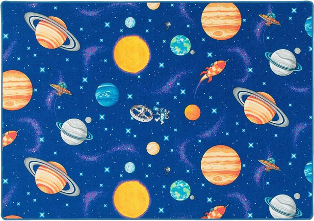 Snapstyle Kinder- und Spielteppich mit Motiv in Blau und Multicolour, handgefertigt aus Polypropylen, pflegeleicht und unterfahrbare Fußbodenheizung geeignet - Bild 1