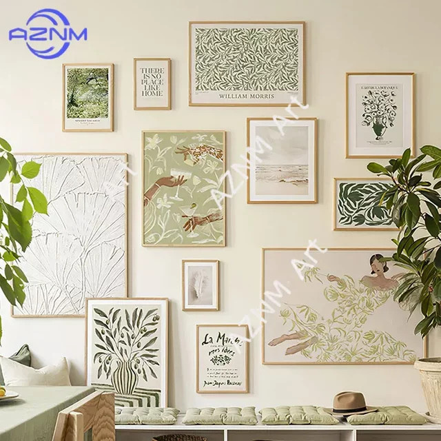 KAYOU Boho Wandkunst Leinwandgemälde mit abstraktem Mädchen, Blättern und Blumen in Mehrfarbig - Bild 1