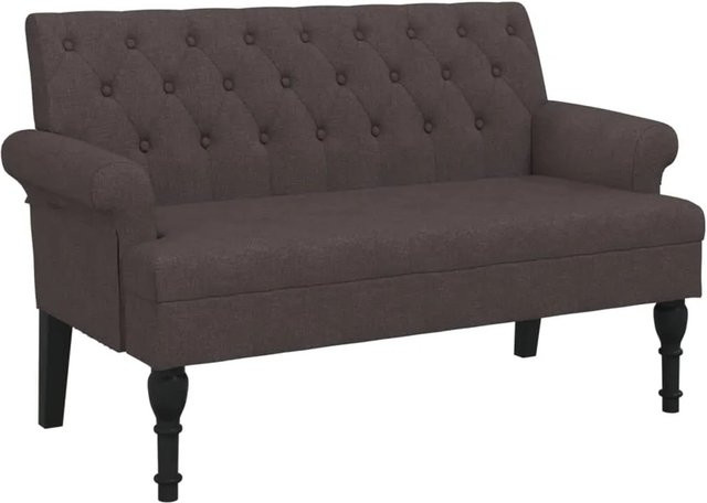 vidaXL Sitzbank mit Rückenlehne in Dunkelbraun aus Stoff und Gummibaumholz, B/T/H: 120 x 62 x 75,5 cm - Bild 1