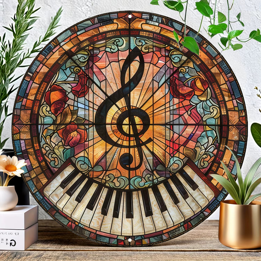 Potdemiel Willkommensschild Rock Music Note – Runde Wandkunst aus Metall in Multicolour, Durchmesser: 20,32 cm - Bild 3